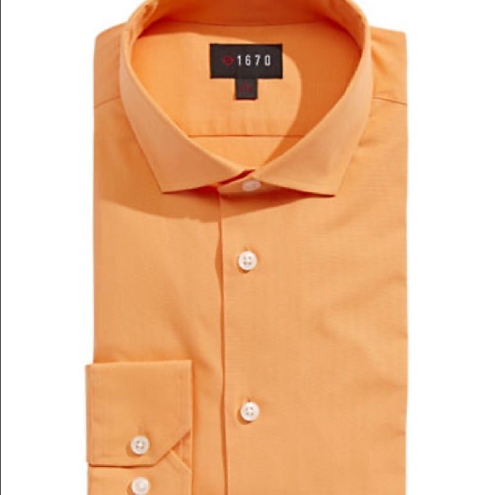 1670 Slim-Fit Stretch Cotton Dress Shirt-ORANGE-16-34/35